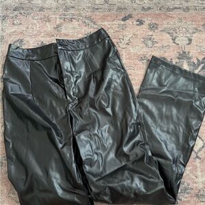 SHEIN Black Faux Leather Trousers